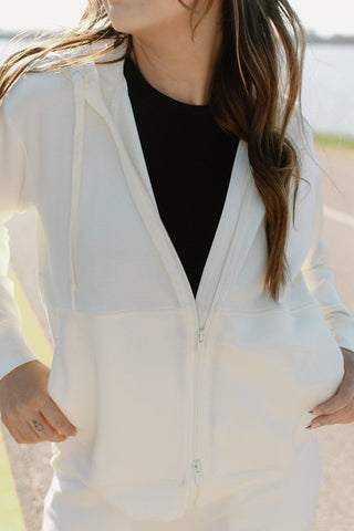 Cream Hood Jacket With Back Pocket | Select Trends Boutique