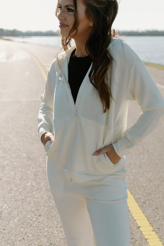 Cream Hood Jacket With Back Pocket | Select Trends Boutique