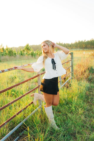 Cream Jacquard Puff Sleeve Blouse | Select Trends Boutique