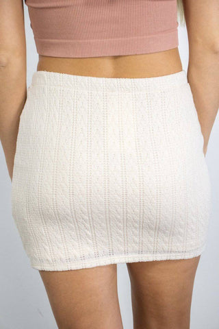 Cream Knit Mini Skirt