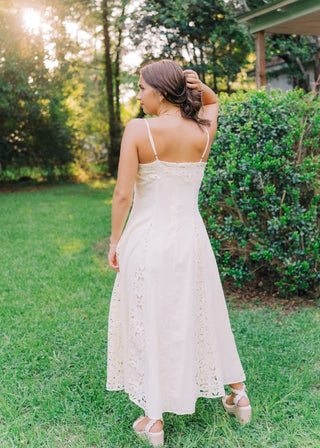 Cream Lace Embroidered Maxi Dress | Select Trends Boutique