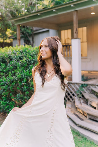 Cream Lace Embroidered Maxi Dress | Select Trends Boutique