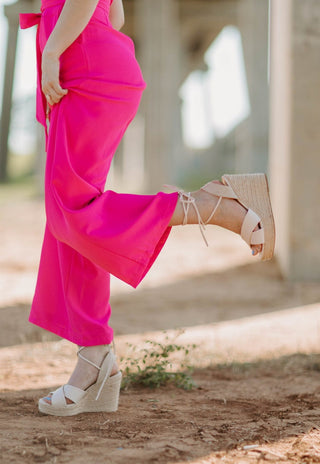 Cream Lace Up Espadrille Wedges