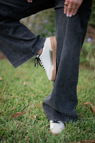 Cream & Leopard Mesh Detail Court Sneakers - Select Trends Boutique