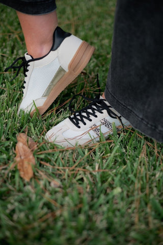 Cream & Leopard Mesh Detail Court Sneakers - Select Trends Boutique