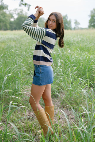 Cream Multi Striped Sweater - Select Trends Boutique