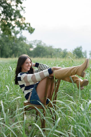 Cream Multi Striped Sweater | Select Trends Boutique