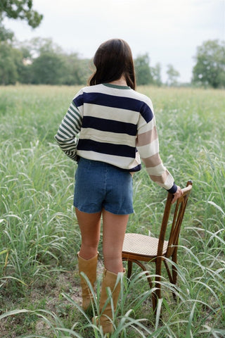 Cream Multi Striped Sweater - Select Trends Boutique