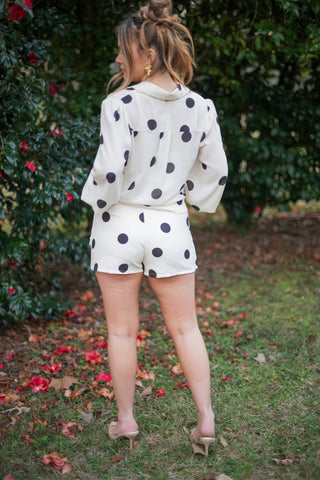 Cream Polka Dot Set Blouse - Select Trends Boutique