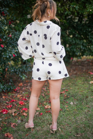 Cream Polka Dot Set Tie Skort - Select Trends Boutique