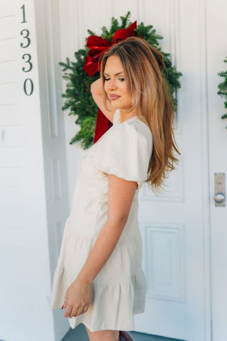 Cream Puff Sleeve Leather Mini Dress | Select Trends Boutique