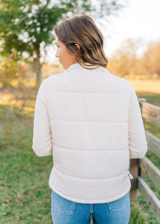 Cream Quilted Sleeveless Puffer Vest | Select Trends Boutique