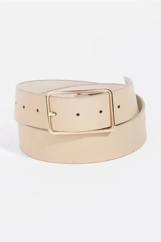 Cream Rectangle Buckle Belt | Select Trends Boutique