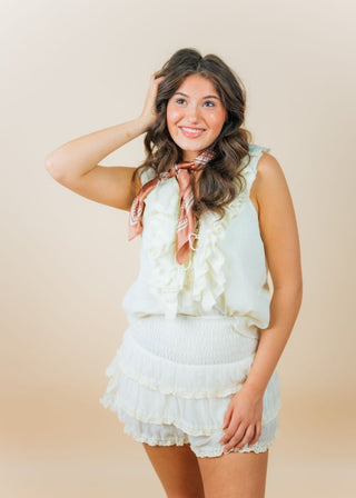 Cream Ruffle Tiered Smocked Shorts | Select Trends Boutique