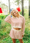Cream & Rust Striped Bubble Skirt Set - Select Trends Boutique