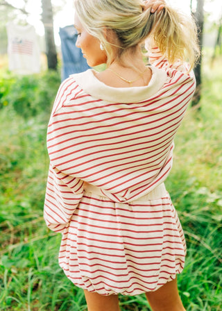 Cream & Rust Striped Bubble Skirt Set - Select Trends Boutique