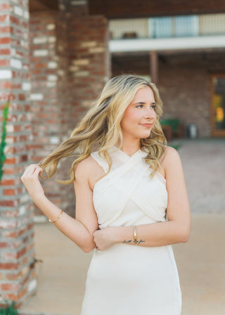 Cream Scarf Halter Midi Dress | Select Trends Boutique