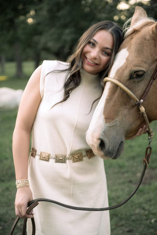 Cream Sleeveless Mock Neck Knit Dress | Select Trends Boutique