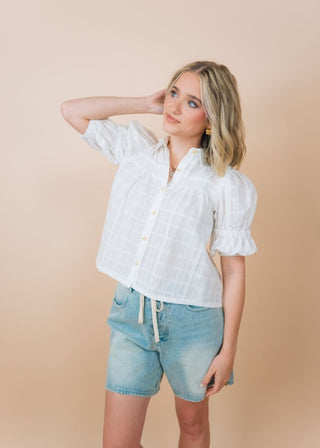 Cream Smocked Half Sleeve Blouse | Select Trends Boutique