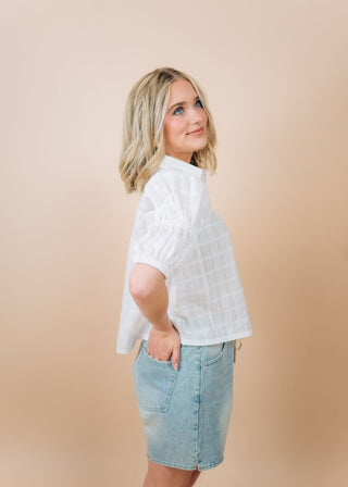 Cream Smocked Half Sleeve Blouse | Select Trends Boutique