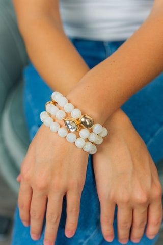 Cream Stone Beaded Bracelet Set | Select Trends Boutique