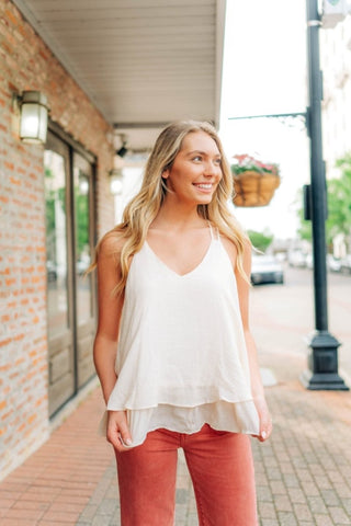 Cream Textured Double Layer Cami - Select Trends Boutique
