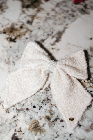 Cream Tweed Pearl Hairbow | Select Trends Boutique