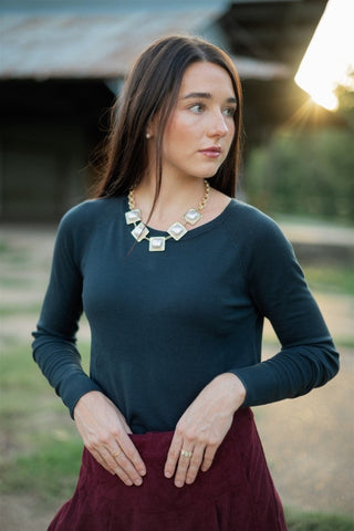 Dark Teal Lightweight Sweater | Select Trends Boutique