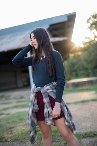 Dark Teal Lightweight Sweater | Select Trends Boutique