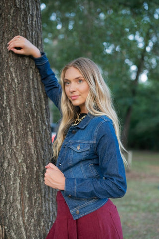 Dark Wash Classic Denim Jacket - Select Trends Boutique