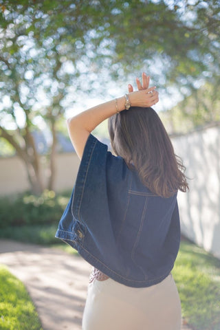 Dark Wash Denim Cape Top | Select Trends Boutique