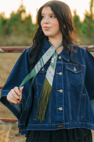 Dark Wash Denim Cape Top | Select Trends Boutique