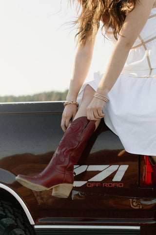 Deep Red Classic Cowgirl Boots | Select Trends Boutique