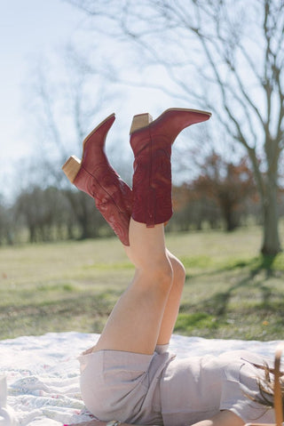 Deep Red Classic Cowgirl Boots | Select Trends Boutique
