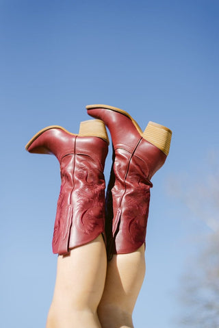 Deep Red Classic Cowgirl Boots | Select Trends Boutique