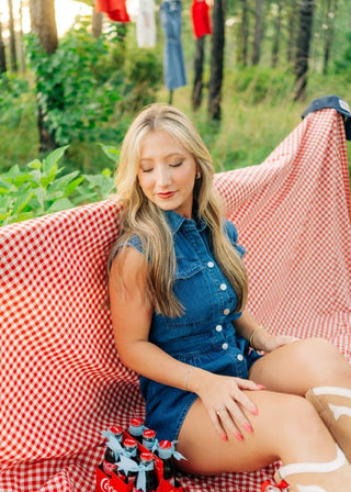 Denim Button Down Romper | Select Trends Boutique