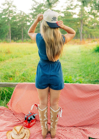 Denim Button Down Romper | Select Trends Boutique