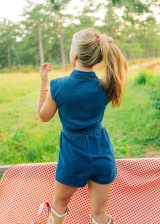Denim Button Down Romper | Select Trends Boutique