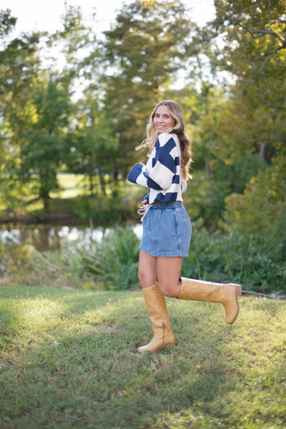 Denim Drawstring Mini Skort - Select Trends Boutique