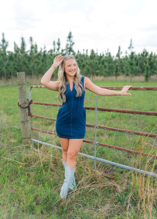 Denim Fitted Sleeveless Mini Dress | Select Trends Boutique