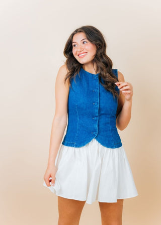 Denim Pleated Hem Mini Dress | Select Trends Boutique
