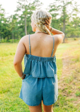 Denim Pleated Skort Set | Select Trends Boutique