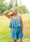 Denim Pleated Skort Set - Select Trends Boutique