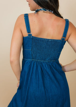 Denim Tie Front Midi Dress | Select Trends Boutique