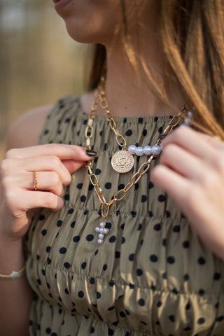 Double Layer Pearl Cross & Coin Necklace | Select Trends Boutique