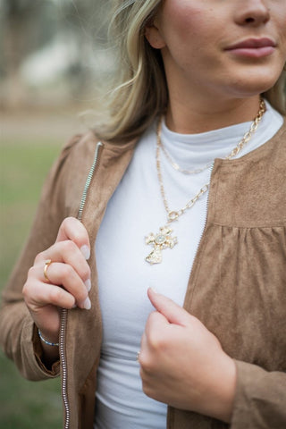 Double Layer Statement Cross Necklace | Select Trends Boutique