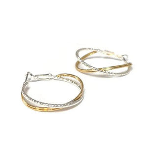 Gold Rhinestone Interlocked Hoops