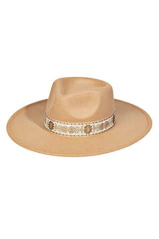 Embroidered Band Fall Hat Tan | Select Trends Boutique