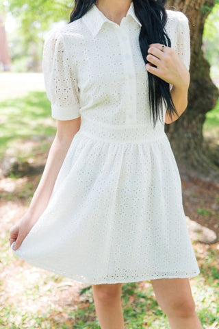 Eyelet Lace Button Up Dress | Select Trends Boutique