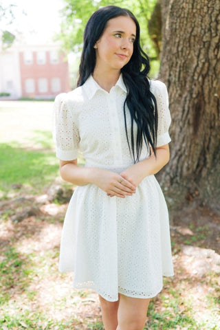 Eyelet Lace Button Up Dress | Select Trends Boutique